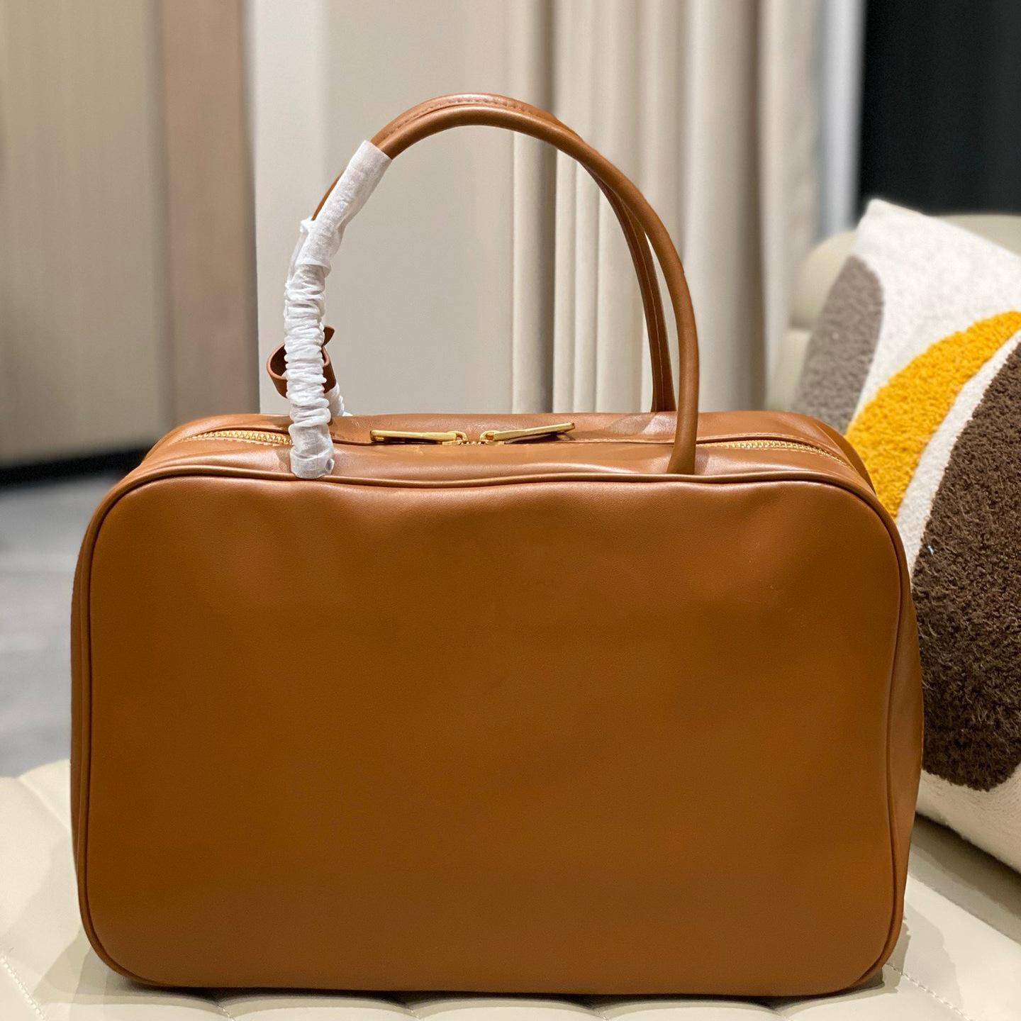 

Однотонный кожаный портфель в стиле ретро, сумка-мяч для сохранения, стиль портье, деревянная ручка, сумка с одним отделением, большая вместимость, повседневная сумка-тоут, женская 35x23x10cm