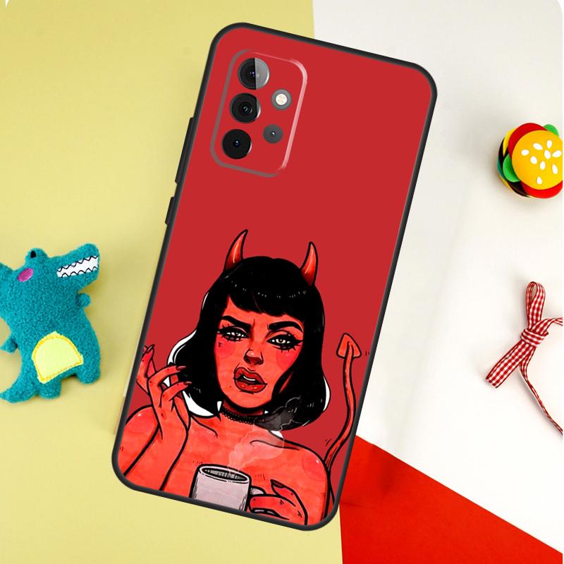 Devil Girl Woman For Samsung Galaxy A22 A32 A52 A54 A34 A14 A55 A35 A15 A53 A33 A13 A05 A06 A16 Phone Case