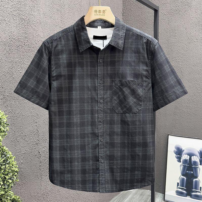 

Designed Short-sleeved Shirt for Men 2025 New Fashion Casual Versatile Button Cardigan Top S чорний
