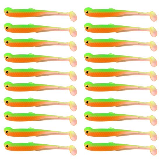 20 Pcs Fishing Lure 3D Artificial Fish with T Tail Flexible Fish Bait for Texas Jigs Wacky Hooks Outdoor Fishing