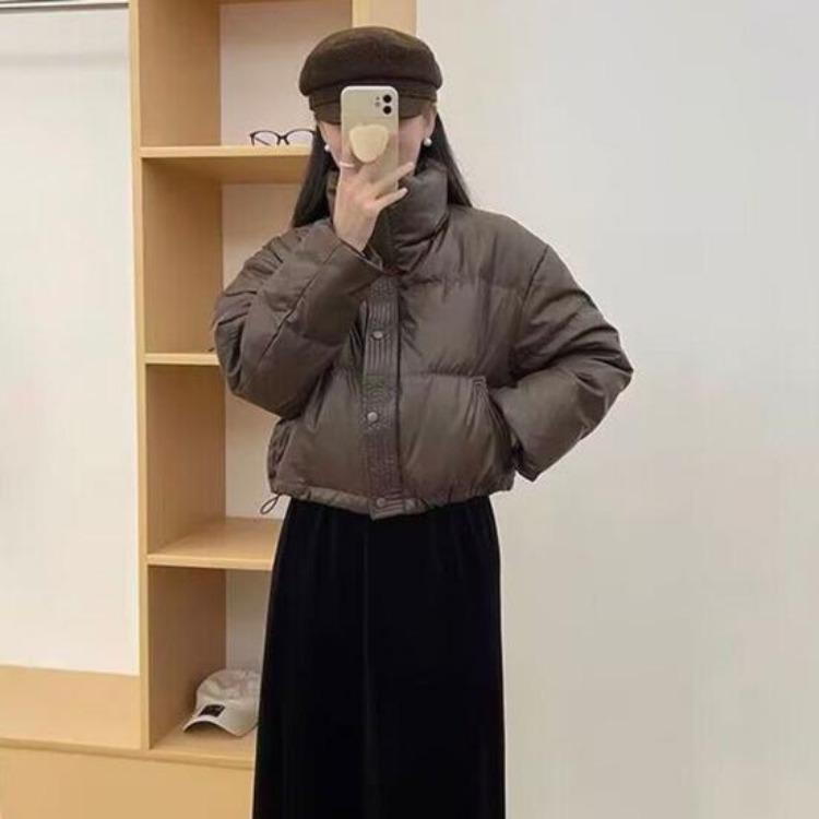 Winter Warm Down Coat Thickened Padded Jacket High Collar Windproof Long Sleeves Daily Outwear with Pockets Heat Retention Cotton