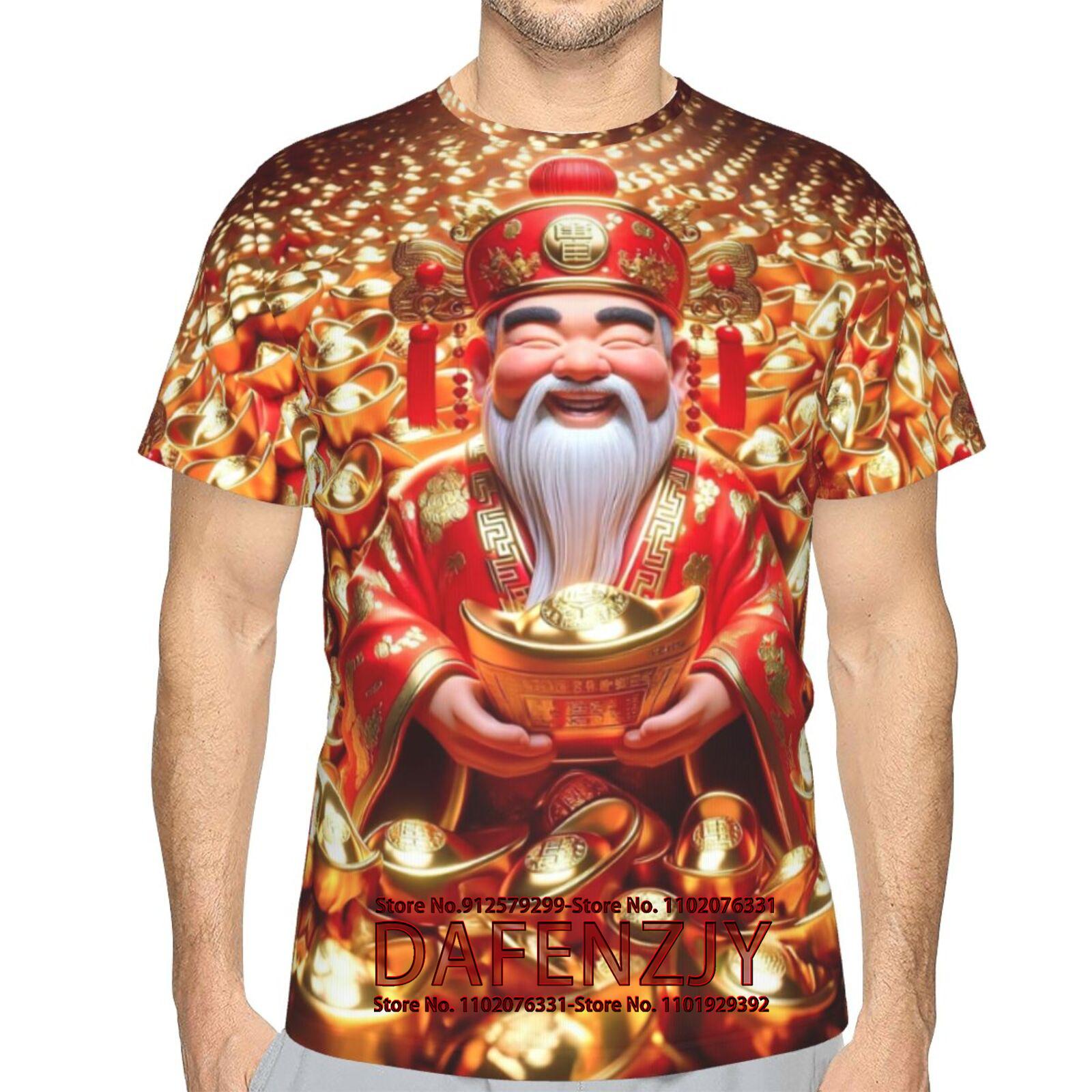 

God of Wealth 3D T Shirt For Men Fashion Hip Hop O-neck Short Sleeve Tops Abstract Harajuku Men s T-shirts Oversized Tees Shirt XXXL чорний