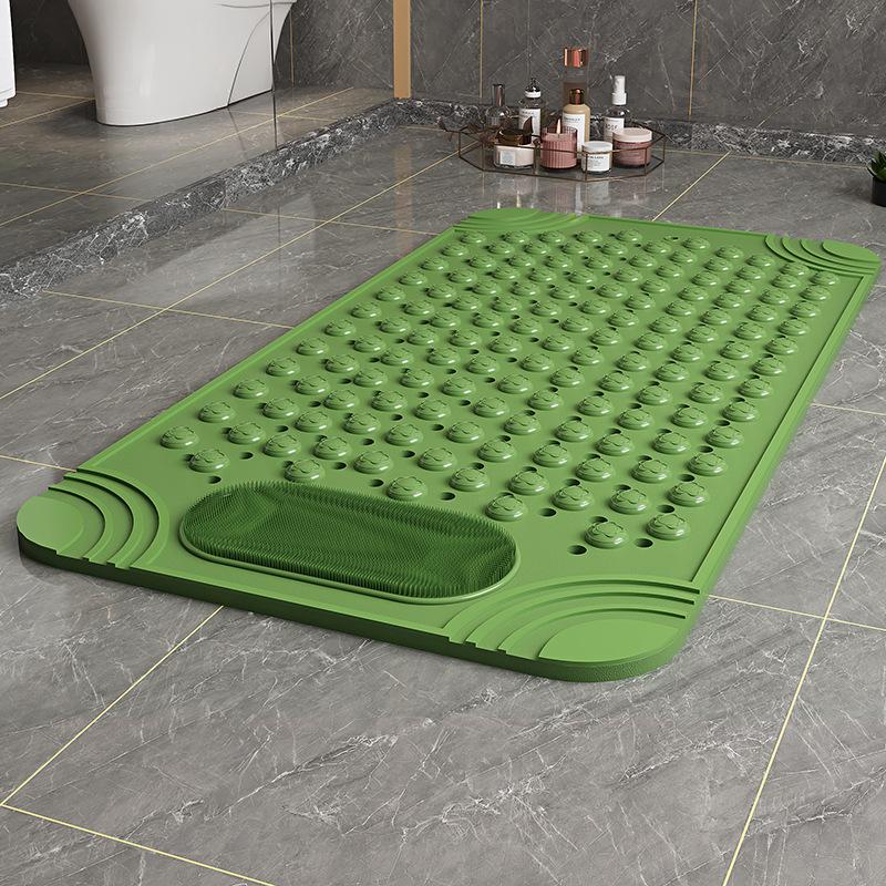 Non-Slip PVC Bath Mat with Massage Buttons - Light Blue & Multi-Color Polka Dot Pattern, Rectangular Shower and Bathroom Safety Mat, Bath Accessories