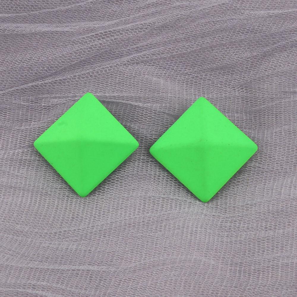 New Korean Neon Yellow Green Round Square Acrylic Stud Earrings For Women Geometric Triangle Matt Earrings Jewelry Party Gifts