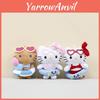 Adorable Kt Cat Plush Doll Keychain Accessory With Cute Swimming Ring Design In Red Pink And Brown