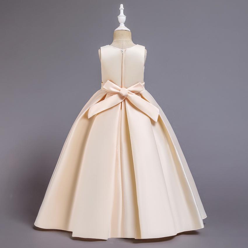 High-end långklänning för flickor Spets Nagel- och pärlklänning Bankett Princess Dress Host Dress