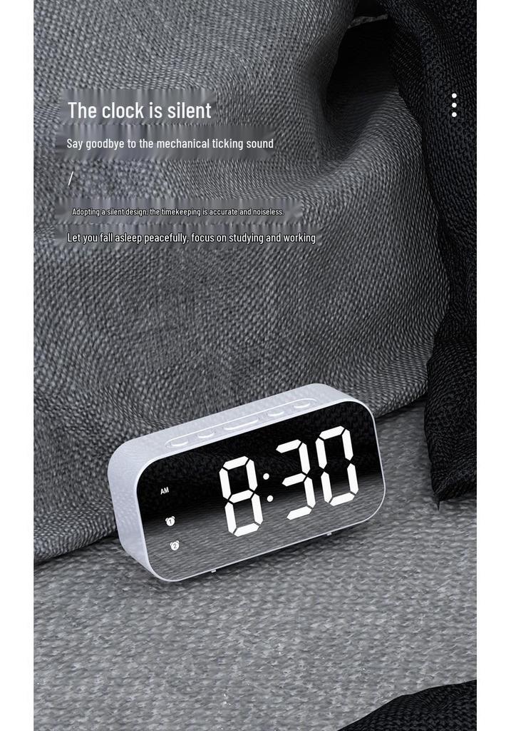 Minimalist Dual-Use LED Alarm Clock with Voice Control and Temperature Display