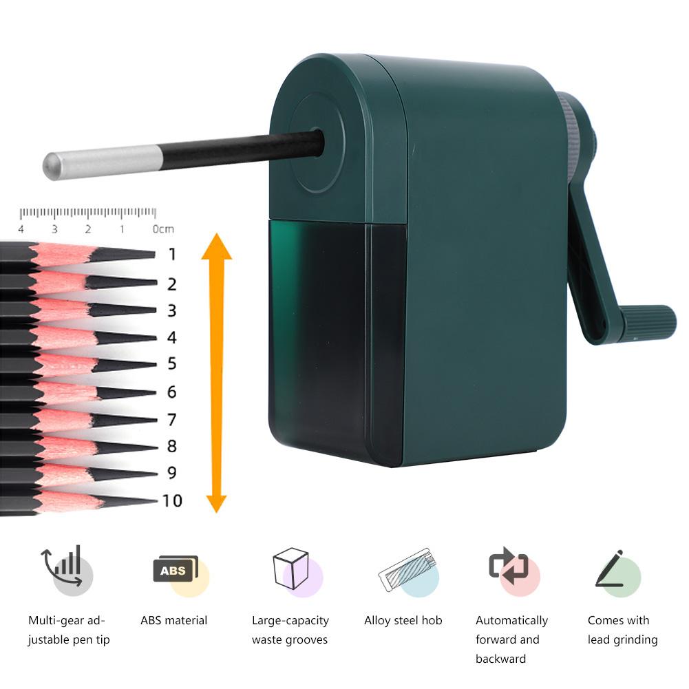 Ascuțitoare portabile de creion Mașină de tăiat puncte reglabile cu manivelă pentru desenarea artiștilor cu cărbune