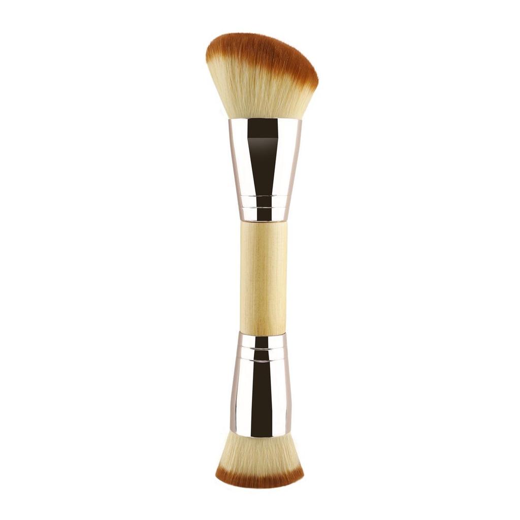 Double-Ended Makeup Brush: Slanted, Round, Contour, and Flat Foundation Brush - Single Brush