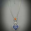 1 Piece Vintage Floral Sun Heart Bohemian Faux Zircon Metal Silver Color Blue Color Pendant Necklace