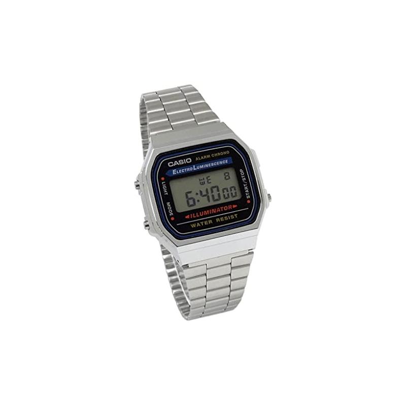 Casio VINTAGE Series-A168 Retro Small Silver Nugget Waterproof Quartz Movement Stainless Steel Strap Japanese and Korean Watch Men's Watch A168WA-1W