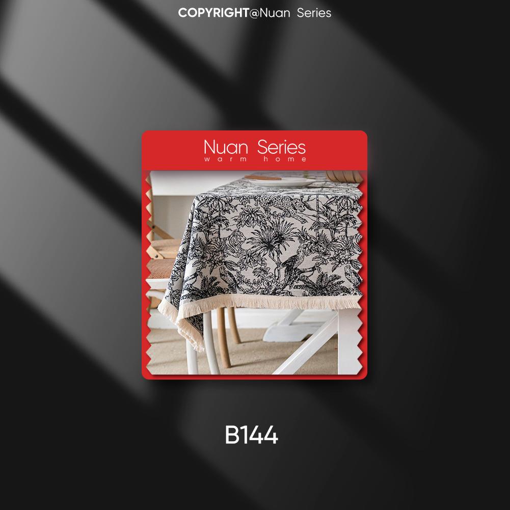 1PC Nuan Series Artistic Jacquard Romantic Style Polyester Tablecloth with Tassels for Dining Table Coffee Table Makeup Table Home Decor