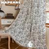 1PC NAPEARL Retro Black and White Floral Curtains with Tassel Edges and Semi Blackout Curtains for Window Kitchen Bedroom Living Room Home Decor