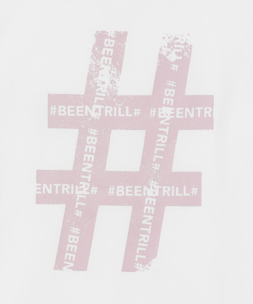 BEENTRILL Women'S Vintage Hashtag Short Sleeve T-Shirt (Off-White)