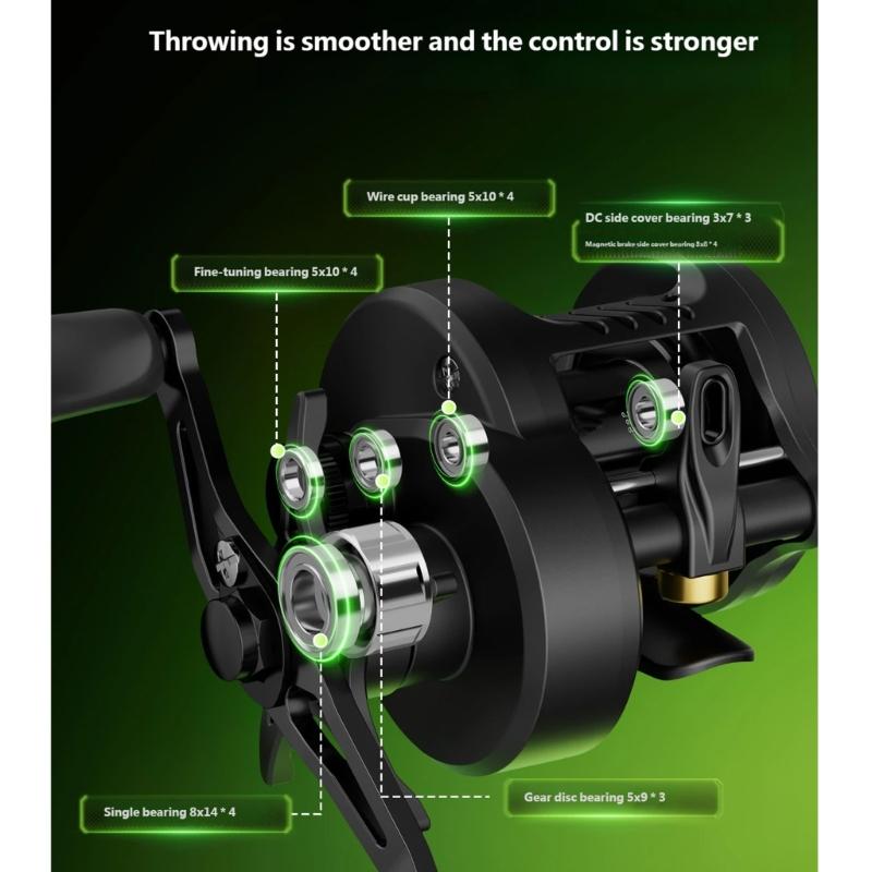 Colorful Baitcasting Fishing Reel Portable Rotate Fishing Reel With Electronic Charging For Smooth Casting