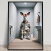 Animal Reading The Newspaper On The Toilet Posters and Prints Canvas Printing Wall Art Picture for Living Room Home Decoration