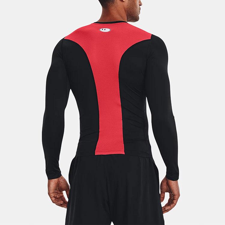 Under Armour Logo Color Block Long Sleeve Compression Shirt Men tops Black 1370661-001