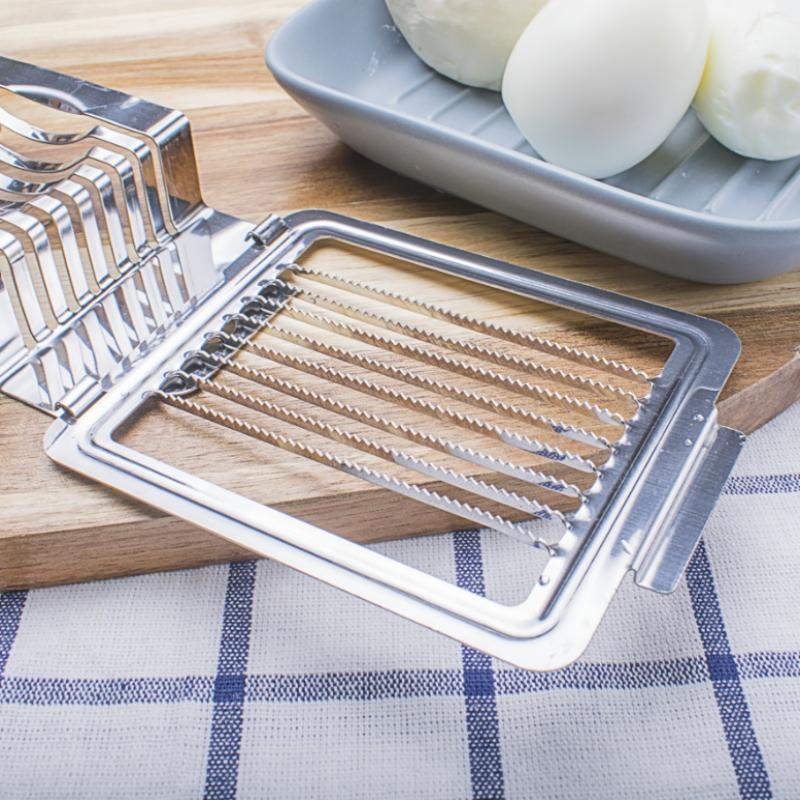 

Egg Slicer Cutter Hard Boiled Eggs Multipurpose Egg Cutter Mini Manual Egg Slicer Egg Ham Mushroom Strawberry Soft Fruit срібний