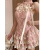 Lace Patchwork Bow Sleeveless Top & High-Waisted Layered Skirt Women's Summer Two-Piece Set