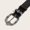Men's Skull Buckle Waist Belt Gothic Adjustable Wide Waistband PU Leather Waist Strap for Casual Outfit and Street Wear
