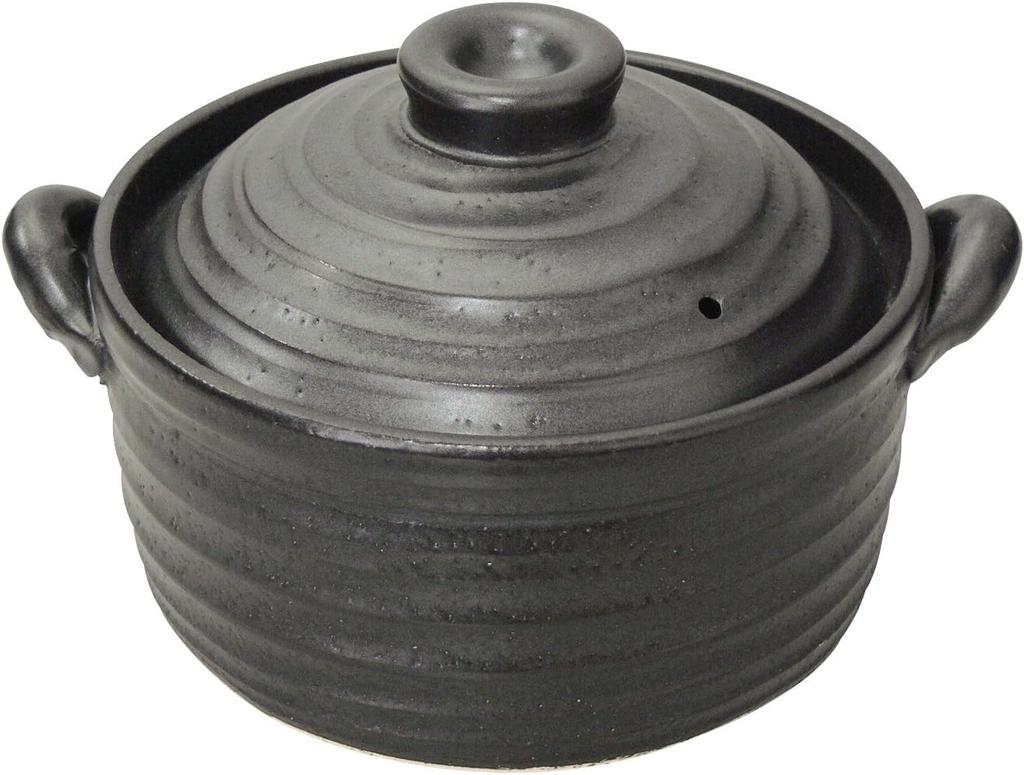 Banko Ware Rice Cooker, Black, IH/Direct Heat Compatible, Black Glazed Metal, Multi-Purpose Rice Cooker, Made in Japan (2 Cups)