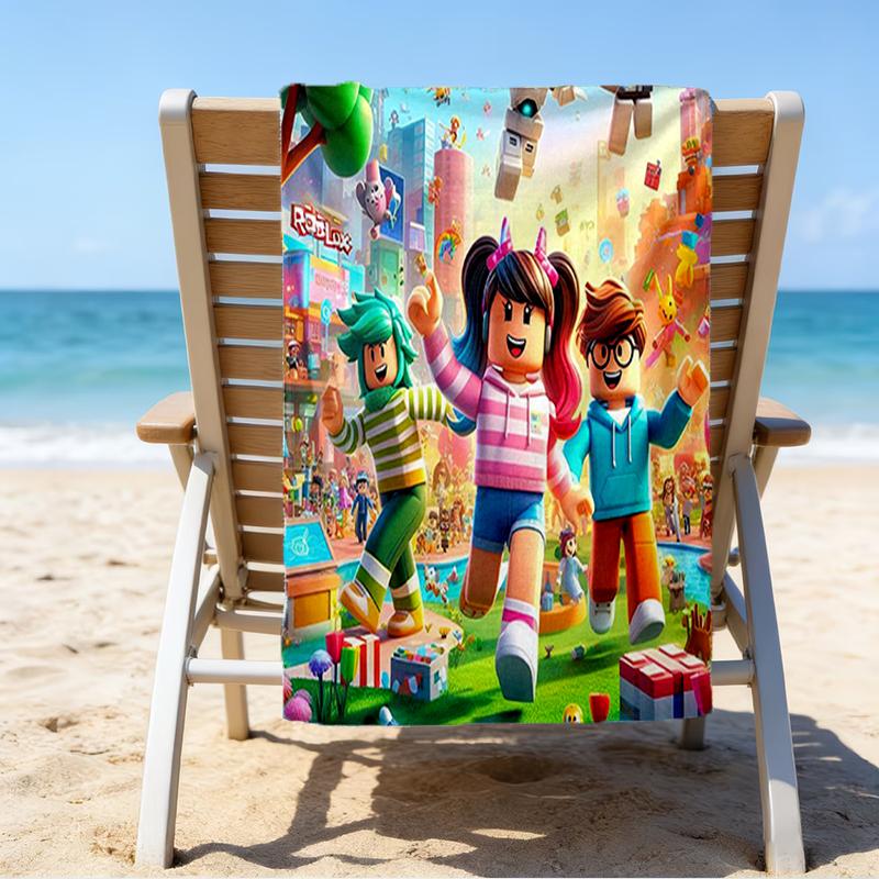 Ultra-Soft Beach Towel with Roblox Theme,Ideal for Pool - Camping, Diving - Perfect Travel Essential, Vibrant Beach Towel.