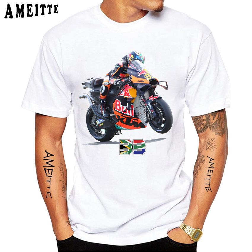 Brad Binder 33 GP Fahrer T-Shirt Neu Sommer Herren Kurzarm Moto Sport Junge Lässige T-Shirts Herren Motorradfahren Liebhaber Weiß Tops