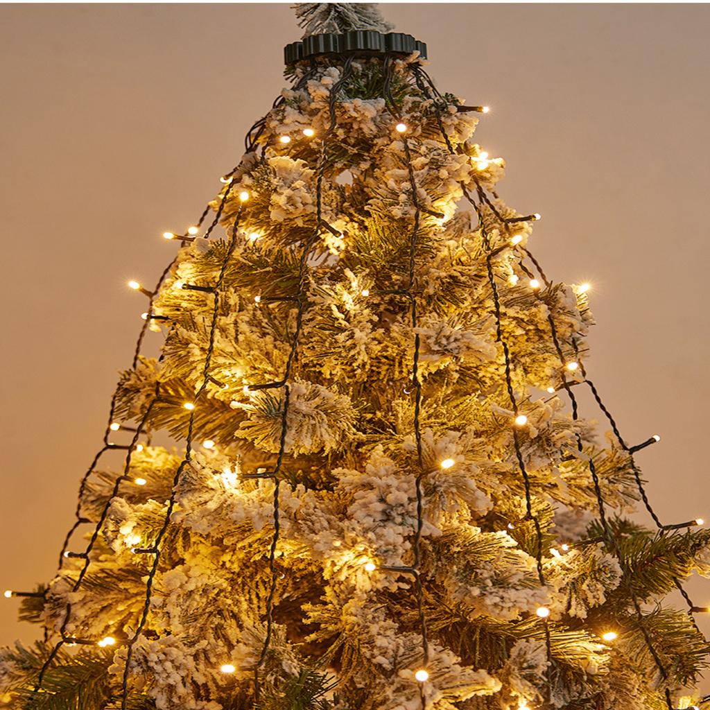 Led Christmas Tree Lights, Circular Tree Top Lights, Low-Voltage Five-Pointed Star Hanging Tree And Flowing Water Lights