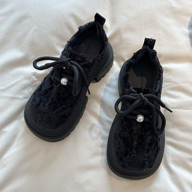 [Ushilai] thick-soled big-headed loafers for women's spring 2025 new heightening casual versatile Mary Jane shoes