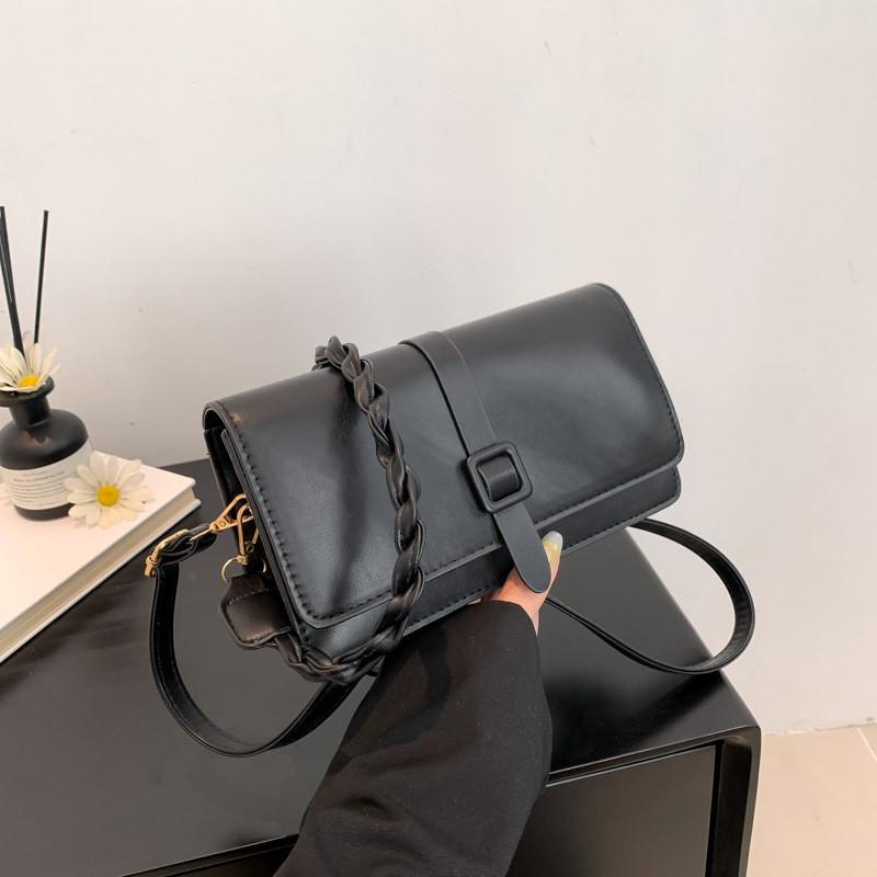 Модная винтажная городская шикарная однотонная модная сумка через плечо на одно плечо чёрный