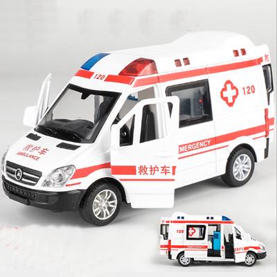 White Ambulance Medical Vehicles Toys 1/36 Alloy Diecast Car Model with Light&Sound