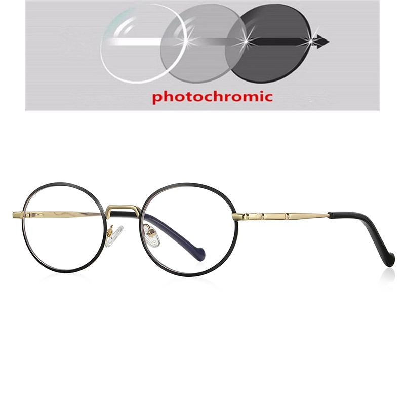 Small Frame Oval Nearsighted Glasses For Women Spring Leg Steampunk Student Myopia Photochromic Eyeglasses 0 -0.5 -0.75 To -6.0