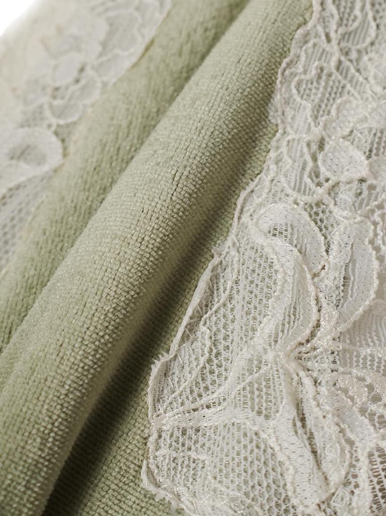 Velvet X Lace Dress PWCO254285GRNF [MUCHA] Cup-in