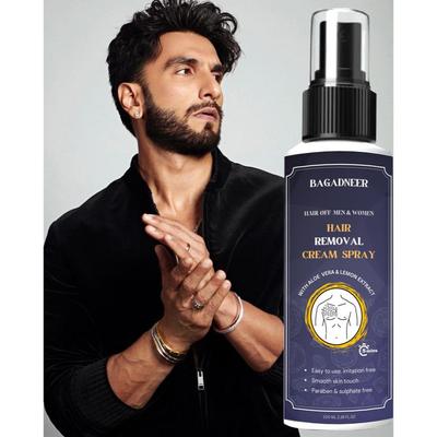 Crema depilatoria en spray para hombres | Spray depilatorio corporal indoloro para pecho, espalda, piernas y axilas (100 ml (Paquete de 1), Aloe Vera)