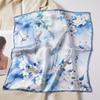 Spring New 111 Mulberry Silk Scarf Feminine Plain Elegant Lotus Plain Crepe Satin Printing Square Scarf High-end Silk Scarf Gift