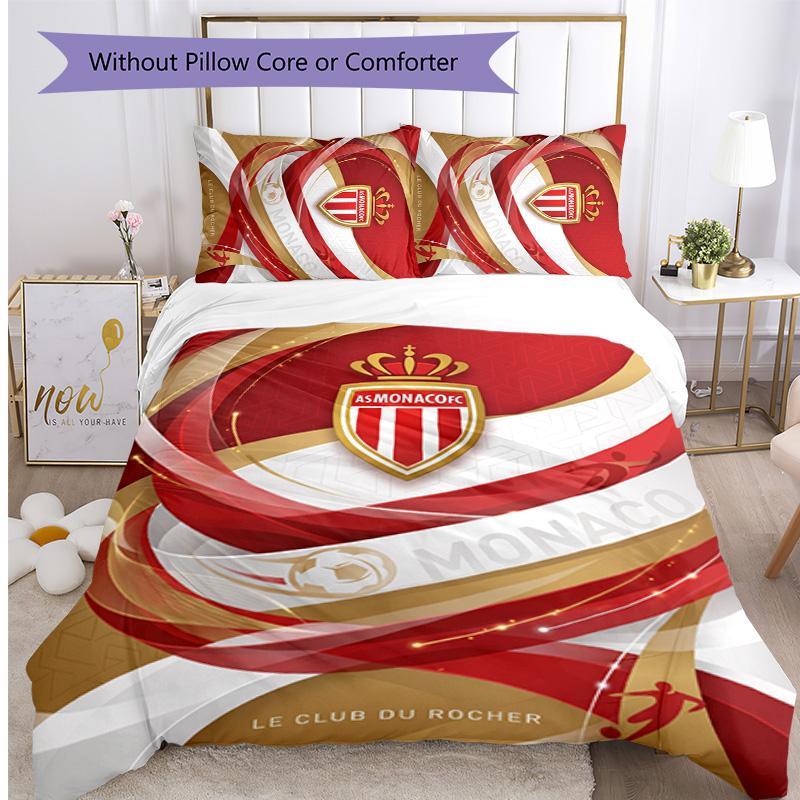 Monaco FC Printed 3PCS Bedding Set Breathable Duvet Cover with Pillowcases Decorative Bed Linen for Bedroom Home
