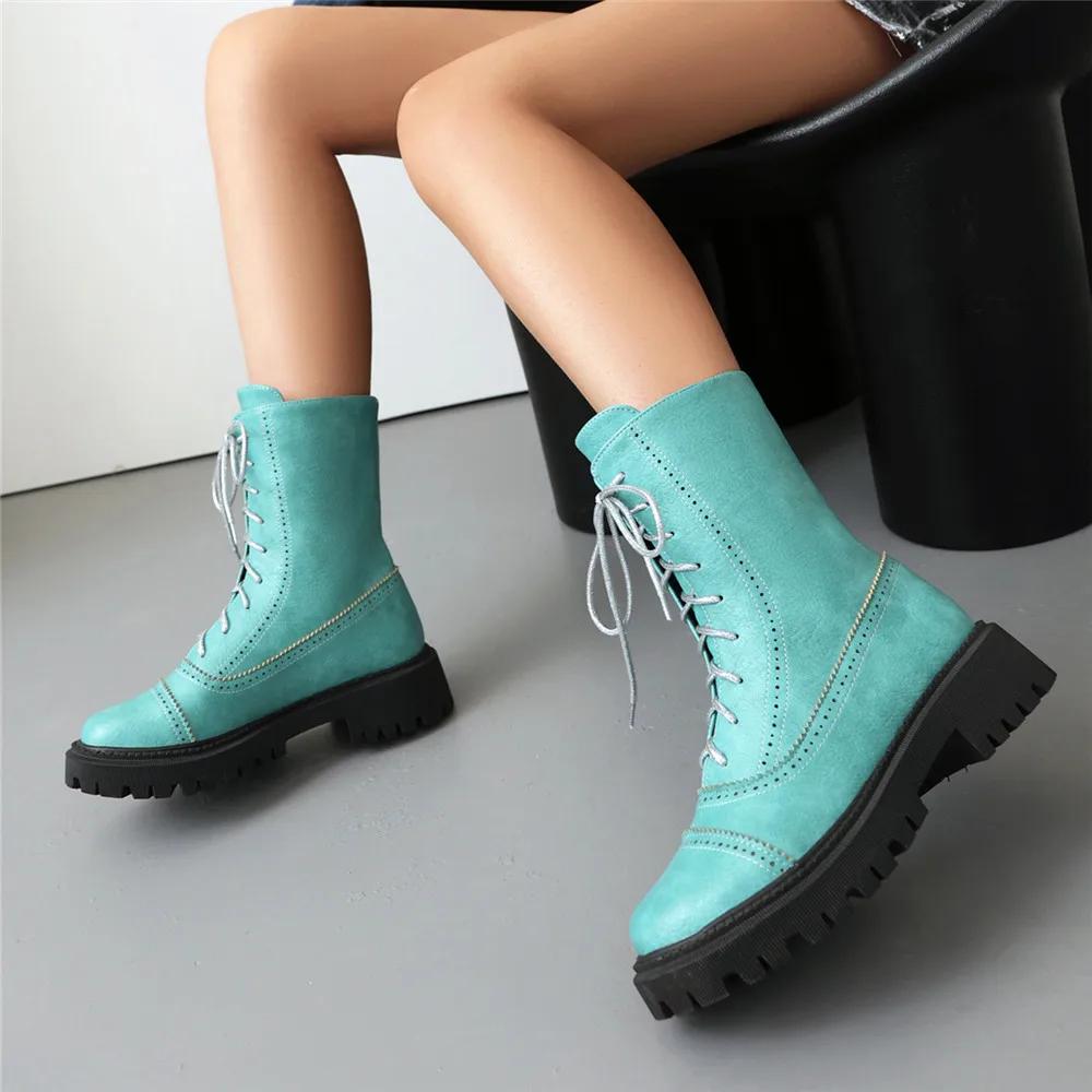 Fashion 2025 Autumn Winter New Boats Women Female High Heel Lace Up Ankle Boots Platform Artificial Leather Ladies Shoes Zapatos Mujer