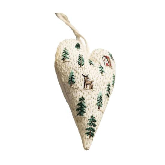 Diy Heart Shaped Hand Embroidered Christmas Ornament Kit Beginner Friendly Embroidery Craft