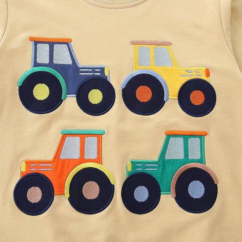 Kids' Cartoon Embroidery Crew Neck Sweatshirt - European & American Autumn Style