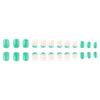 24 Pcs Green French Tip False Nail Flowers Press On Nail Solid Color Stick on Nail Manicures Supplies for Woman