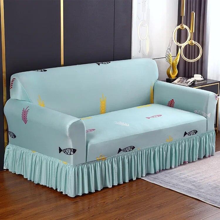 Pletené elastické potahy na pohovku s potiskem do obývacího pokoje se sukní Natahovací křeslo Pohovka Potah na rohy 1/2/3/4 sedadel