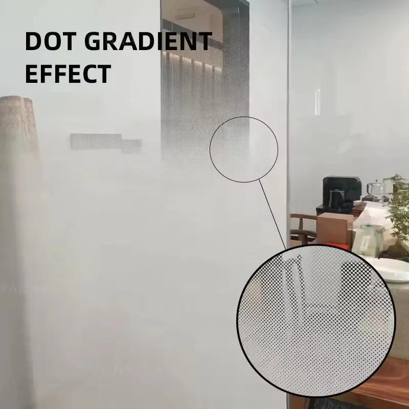 PET Materiál Gradientní Okenní Fólie Semi-Soukromí Bílý Gradientní Puntíky Samolepicí Fólie na Sklo pro Domov a Kancelář