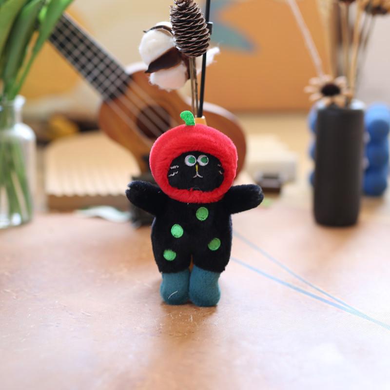 

Adorable Cute Cartoon Polka Dot Cat Plush Toy Keychain Bag Accessory 15cm Soft Stuffed Doll чорний