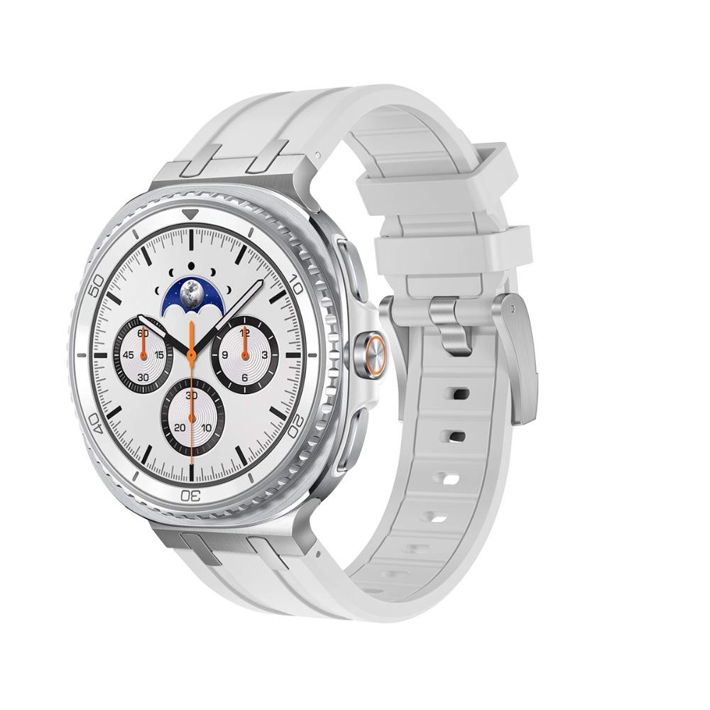 

Роскошный резиновый ремешок для Samsung Galaxy Watch 8 Classic 46 мм Силиконовый мужской браслет Для samsung watch 8 40 мм 44 мм Ремешок с изогнутым концом Galaxy 8 40mm 44mm серебро белый