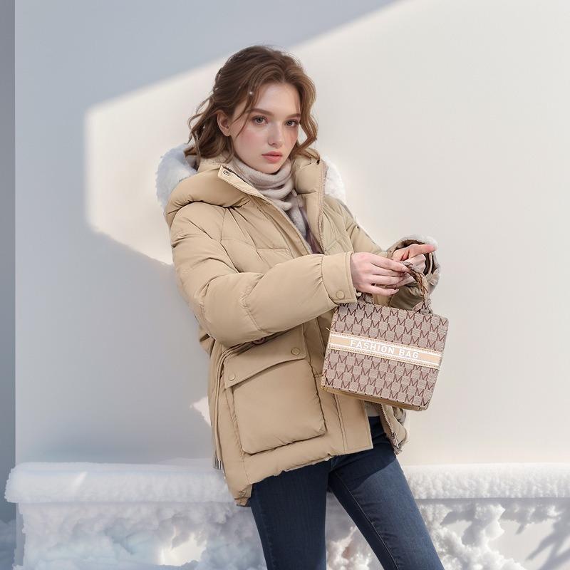 GMXIA Women's Vintage Casual Solid Color Print Autumn Winter Long Sleeve Hooded Jackets & Coats