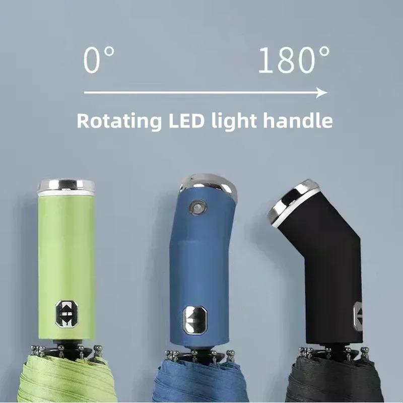 CQN1 Fully Automatic Folding Umbrella with UV Blocking Sun Double Bones LED Parasol For Mercedes Benz AMG A C E V Class W201 W210 W10