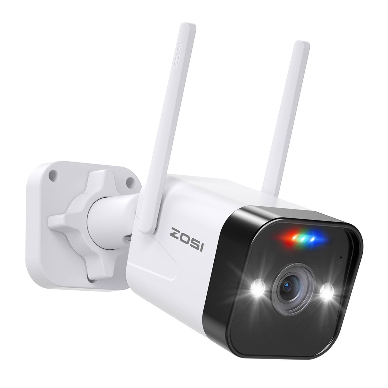 

ZOSI WiFi Outdoor Security Camera 4MP Plug In Cam with Spotlight Sound Alarm Color Night Vision 2 Way Audio EU Plug
