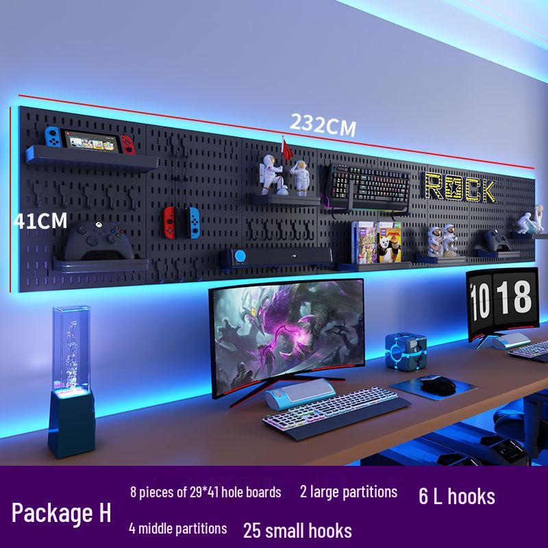 Punch-Free Perforated Board Rack: DIY E-Sports & Study Room Wall Decor for Game Equipment Display