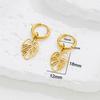 Versatile 18K Gold Palm Leaf Pattern Stainless Steel Drop Earrings