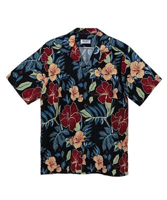 Stilvolles Aloha-Hemd für Kurzen Sommer Casual Kariyushi Gemustert Offen Hawaiianisch Locker Baumwolle [Vierblatt] Herren, Ärmel, Tragen, Tragen, Hemd, Kragen, Stil,